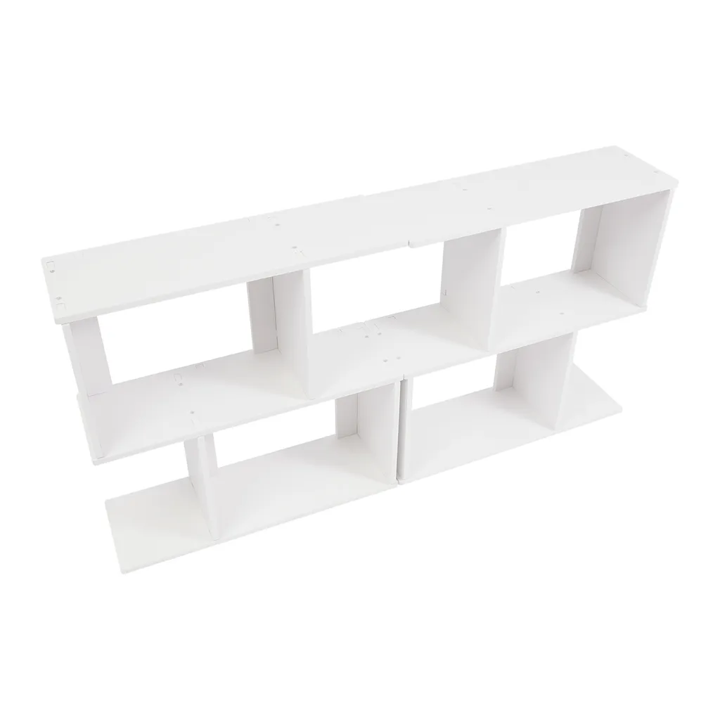 Petite bibliothèque ouverte 2 étagères design Z blanc pour salon et bureau
