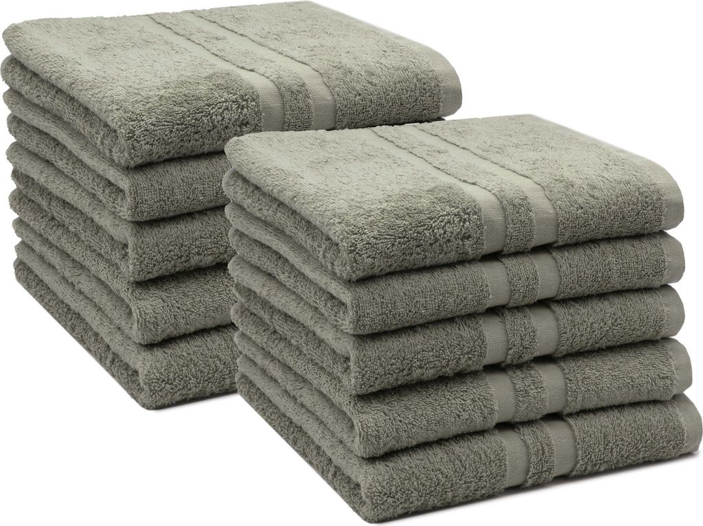 10er Set Handtücher, 50x100 cm, 100% Baumwolle, taupe Produktbild 