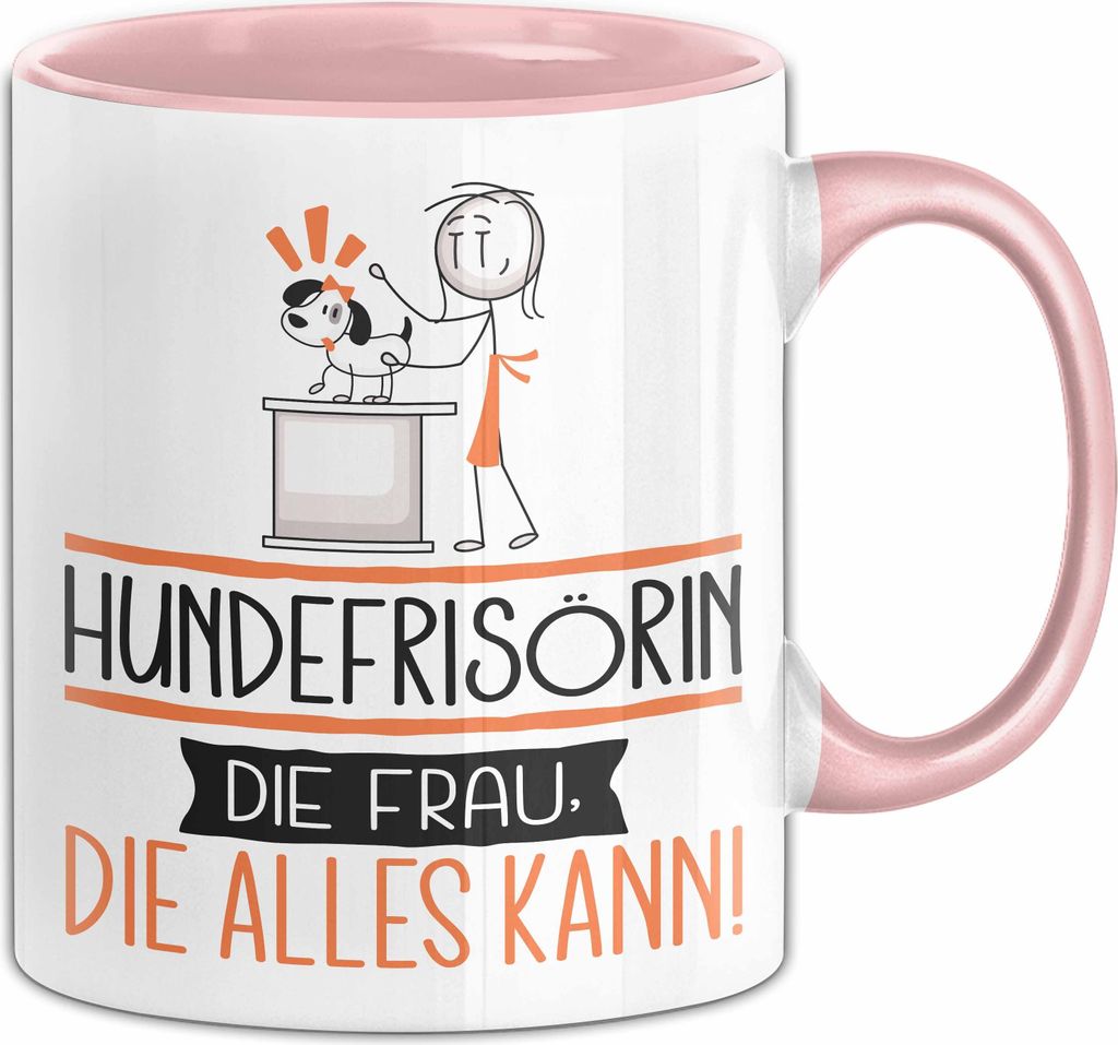 Hundefrisörin Geschenk Tasse Becher Die Frau Die Allen Kann Geschenkidee für eine Hundefrisörin Lustig (Rosa)