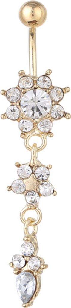 Blumenrhinestone baumelnder Nabelring für Frauen, Bauchnabelpiercing-Schmuck-Golden