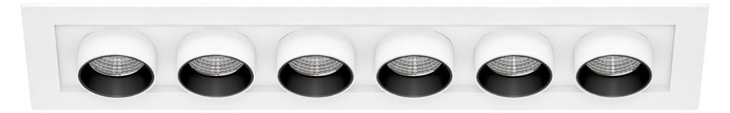 Mini Oxo Rect 6-flammiger LED-Einbaustrahler, 36 W, 42° Farbtemperatur, 2700 K/3200 K/4000 K, mattweiß, einstellbar - Beneito & Faure