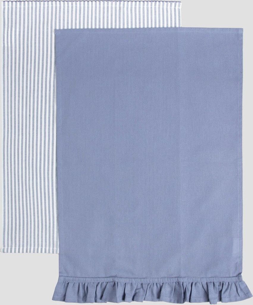 HOMLA ANDIE Küchentuch-Set mit Rüsche + Streifen 2*45x65 cm Produktbild 