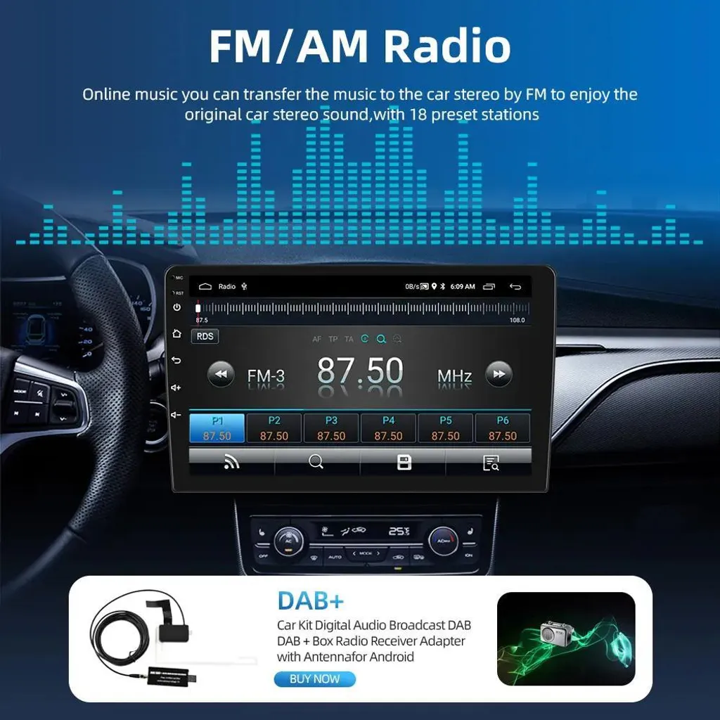 Autoradio Android 2-DIN Écran 9 Pouces 2+64 Go - Puissance 4x45W Rouge - 12