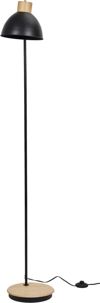 Lampadaire Metal Noir Bois Stable : Solution Éclairage Design Gain de Place - 2