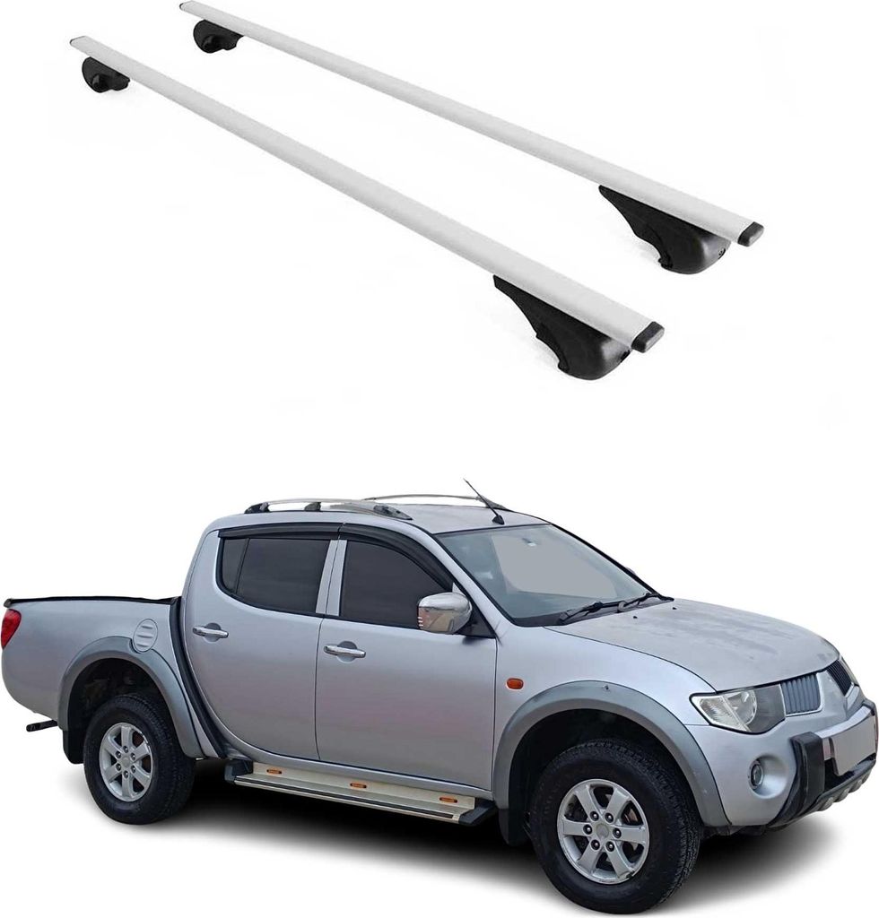 Dachträger Gepäckträger für Mitsubishi L200 2005-2015 Grundträger Metall Grau 2x