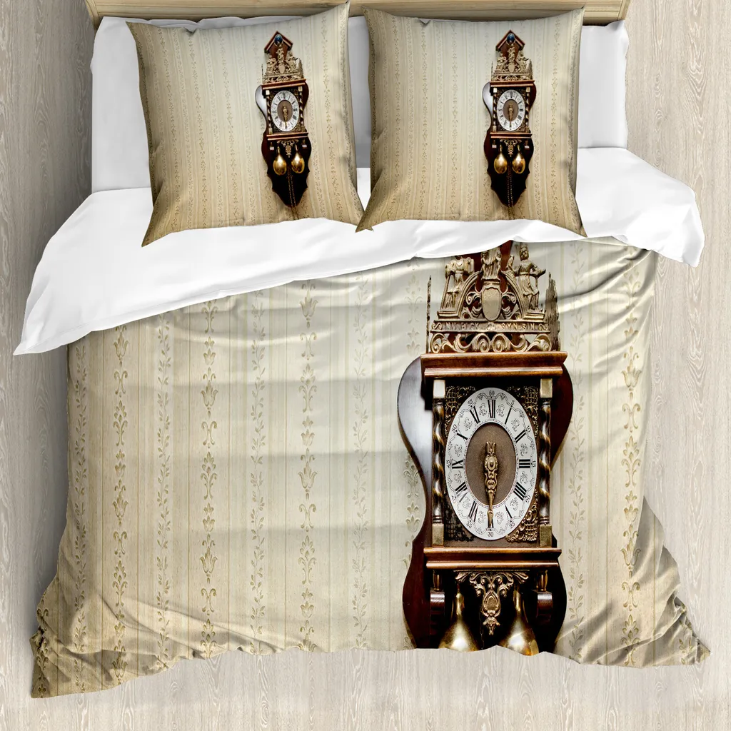 Biancheria da Letto ABAKUHAUS Orologio in Legno 155x220 Beige