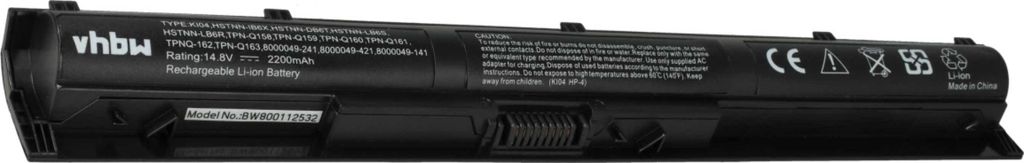 vhbw Akku Ersatz für HP TPN-Q159, TPN-Q160, KI04, TPN-Q158, TPN-Q163, TPN-Q161, TPN-Q162 für Notebook (2200 mAh, 14,8 V, Li-Ion)