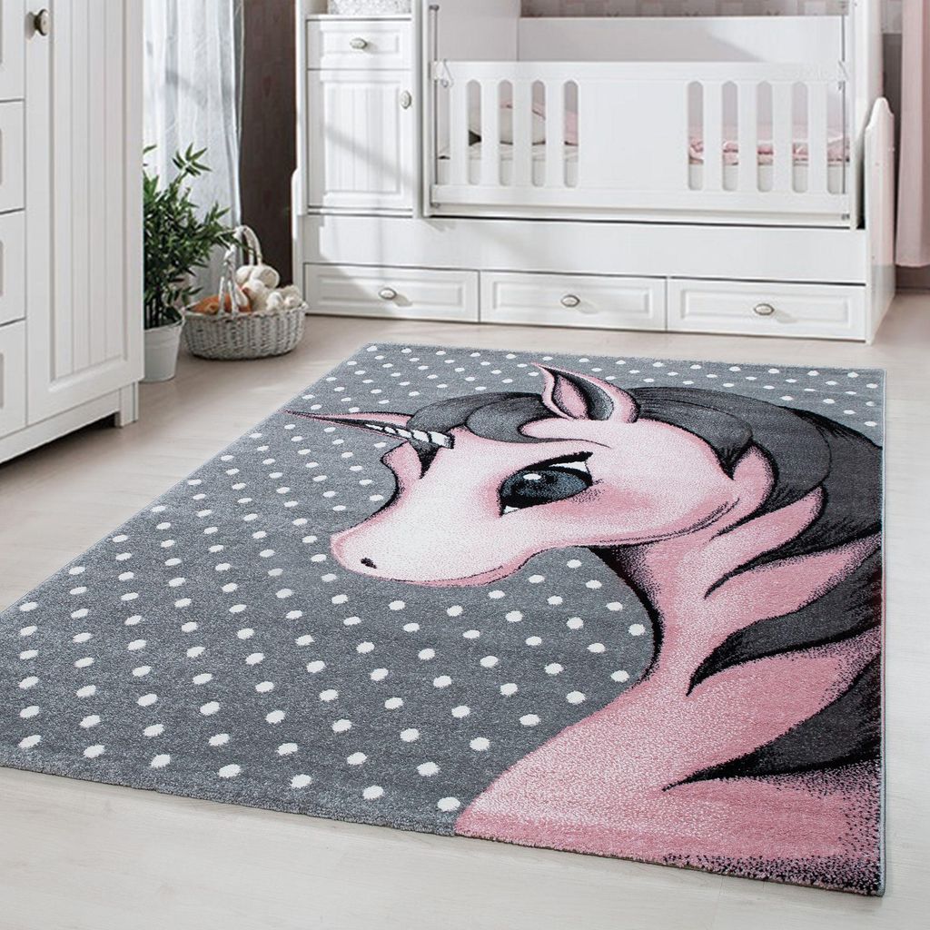 Carpetsale24 Kinderzimmer Teppich, Kinderteppich, Mädchen Teppich Trendmuster Rechteckig und Rund Weich, Grösse: 120 cm Rund