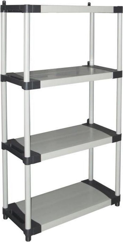 Kunststoffregal TOOD, 4 Böden, 80 kg Traglast pro Boden, 80x40x168 cm, Schwarz/Grau