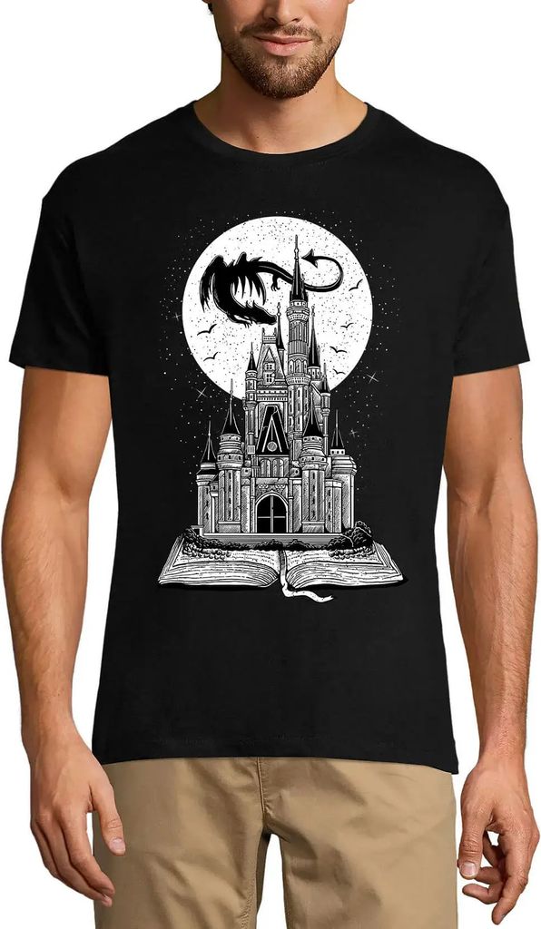 Herren Grafik T-Shirt Märchenhaftes Drachenbuch – Fairytale Dragon Book – Öko-Verantwortlich Vintage Jahrgang Kurzarm Lustige Druck Geburtstag