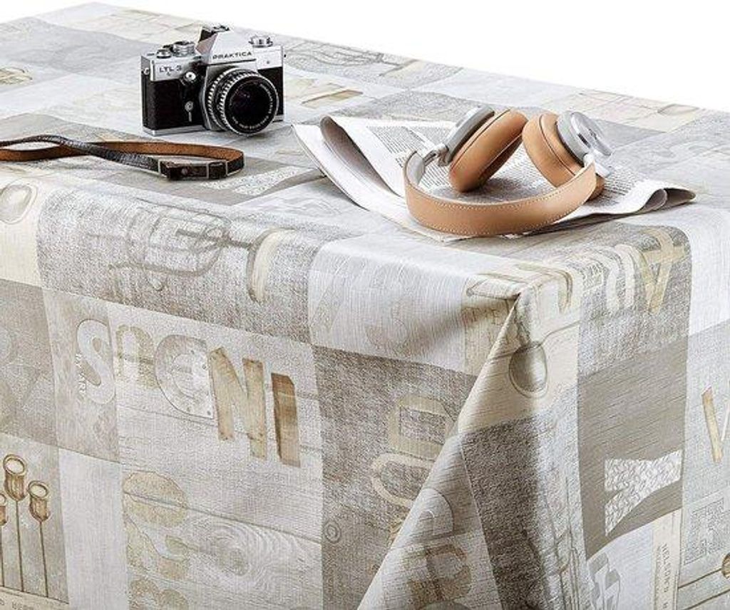 Rechteckige Tischdecke industrielles Muster wasserdicht 200x140cm Beige