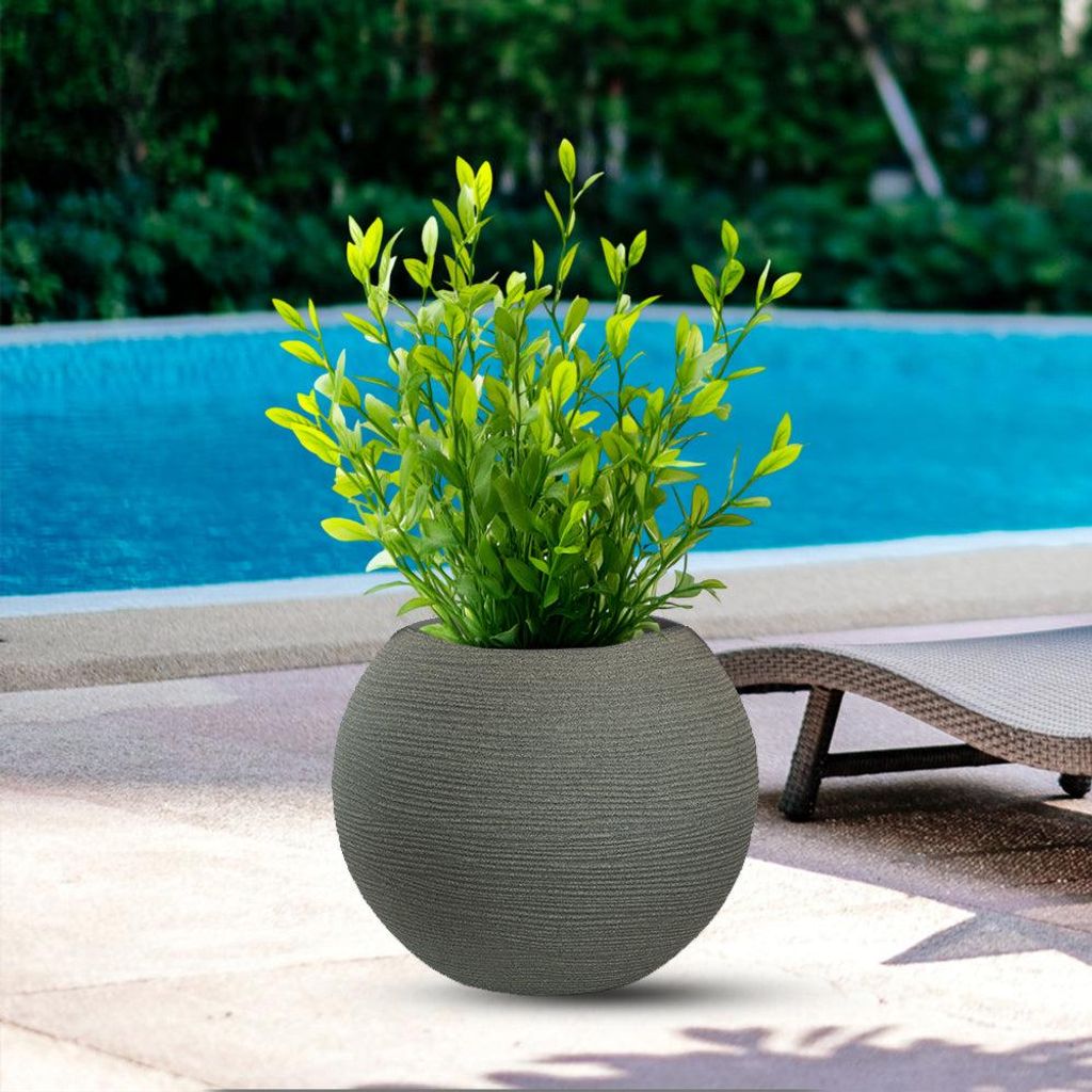 Divina Garden - Harzvase für Pflanzen im Innen- und Außenbereich, rundes Kugeldesign, D.40x33h, Botticelli Green