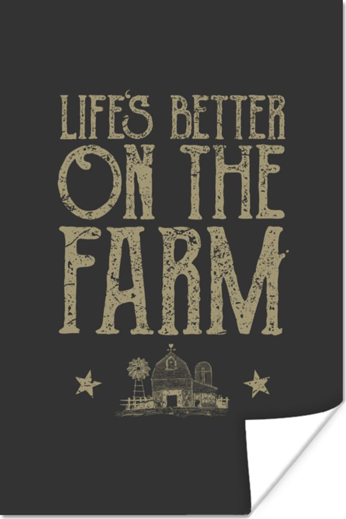 MuchoWow Poster Vintage - Bauernhof - Tiere 20x30 cm - Papierdruck