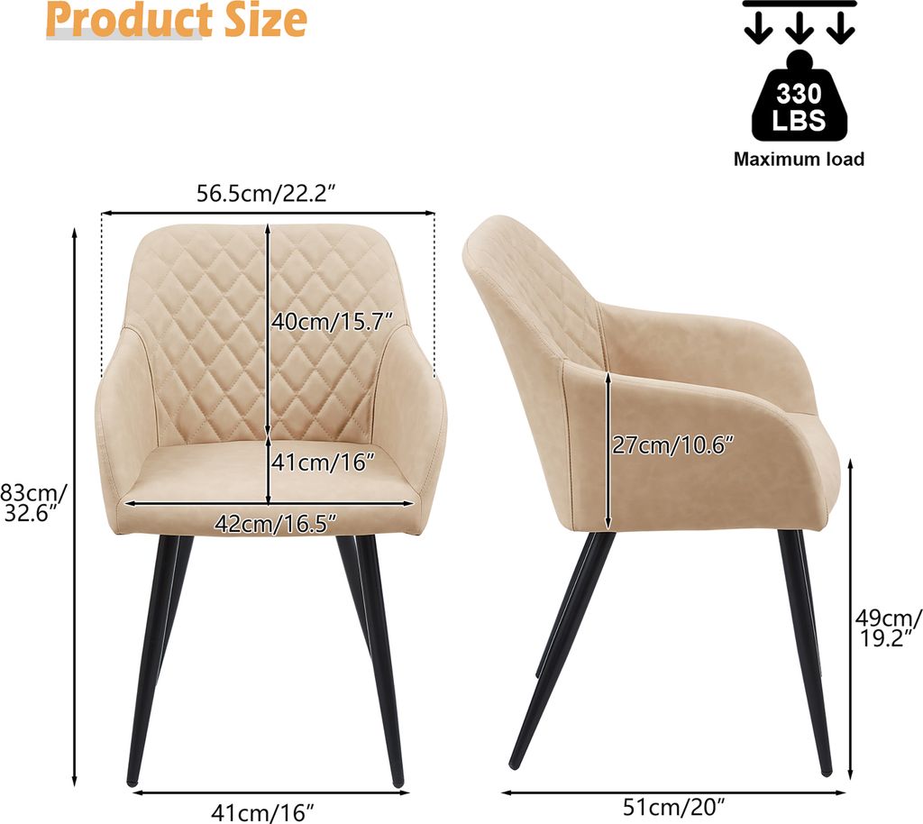 CLIPOP Esszimmerstühle 4er-Set - Kunstleder Braun Mit Metallbeinen