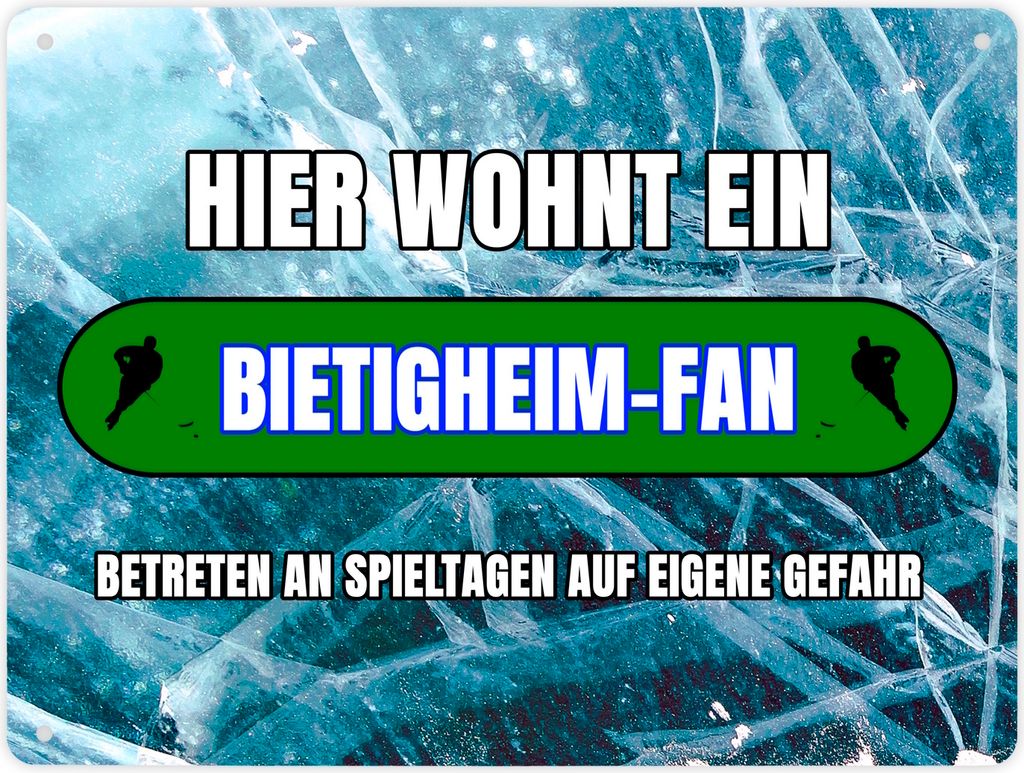 Hier wohnt ein Bietigheim-Fan Metallschild XL in 21x28 cm mit Eishallen