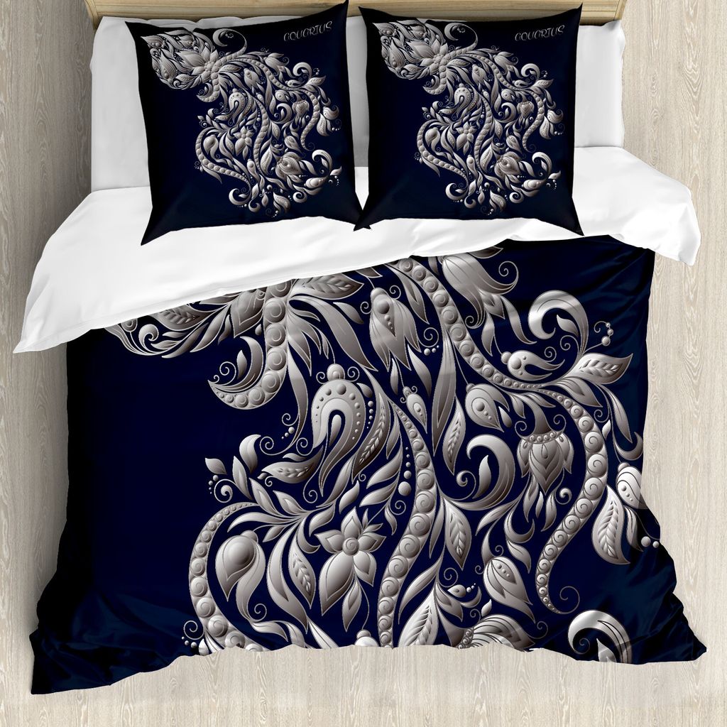 ABAKUHAUS Tierkreis Bettbezug, Wassermann Astrologie, Milbensicher Allergiker geeignet mit Kissenbezügen, 200 cm x 200 cm - 80 x 80 cm, Blau grau