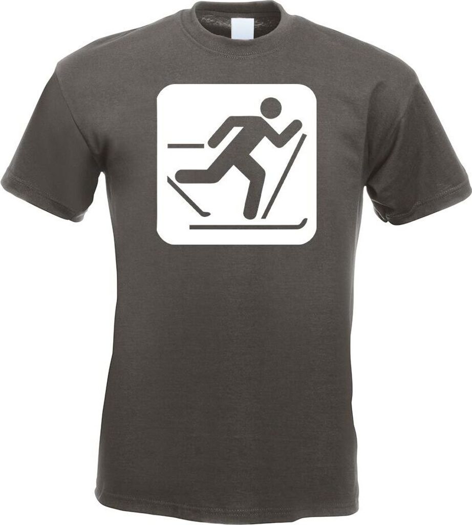 Kiwistar - T-Shirt - Graphit - Skilaufen Schilaufen Piktogramme Herren Funshirt Bedruckt Design Sprüche Spruch Motive - mit Motiv Bedruckt - Funsh...
