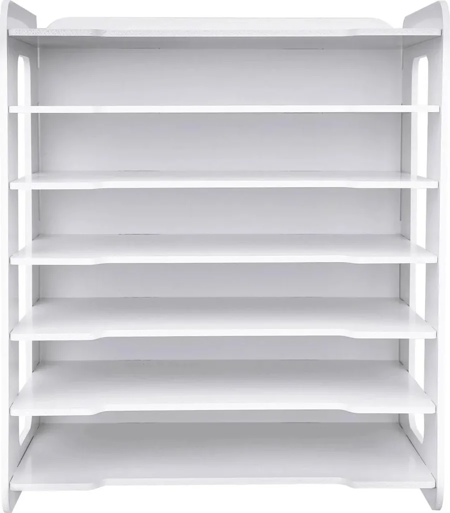 Organiseur de bureau 7 niveaux en PVC blanc pour tri de documents A4