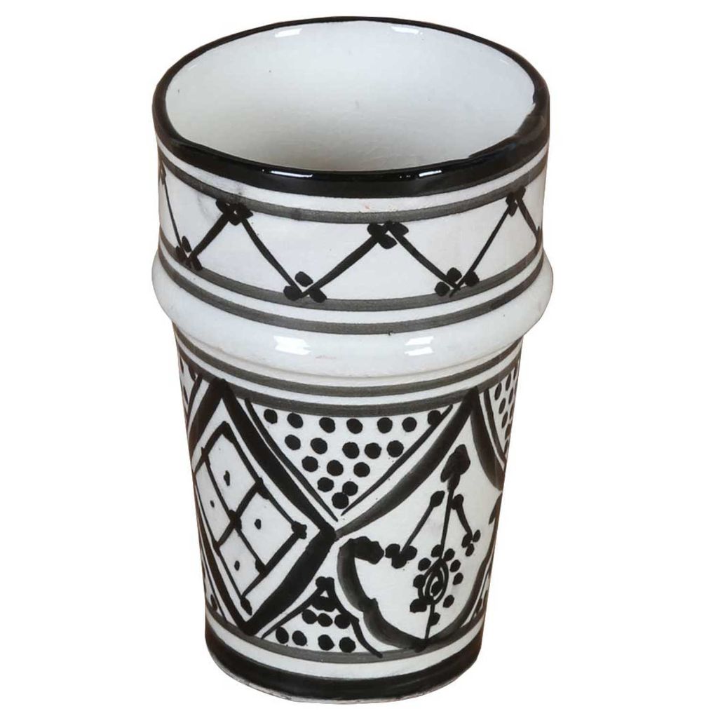 Marokkanische Keramik Tasse Sakina, Farbe:Schwarz / Weiss Produktbild 