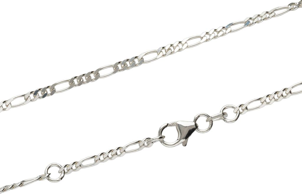 25cm Fusskette Figaro Kette diamantiert 925 Sterling Silber feine Fusskettchen