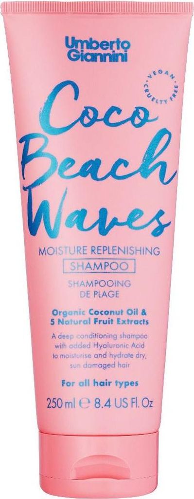 Umberto Giannini Coco Beach Waves Nourishing Shampoo for Dry and Sun Damaged Hair with Coconut Oil and Vitamin E 250ml