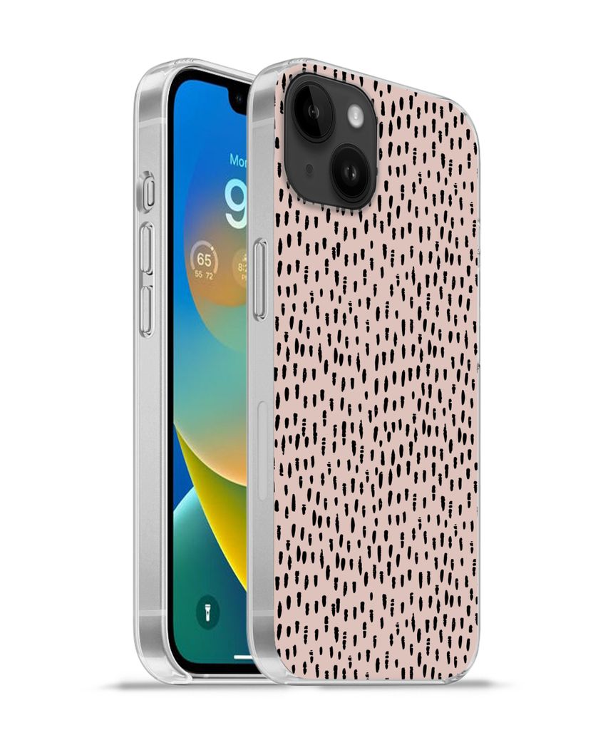 MuchoWow Handyhülle Schutzhülle Hülle für Apple iPhone 14 Plus - Soft case Polka dots - Rosa - Schwarz Silikon Softcase Handy Hülle - Abbildung