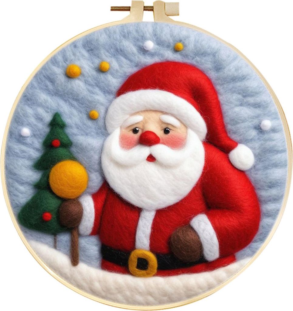 Weihnachts-Nadelfilz-Set, Filz-Malset für Feiertage, für Anfänger, Starter-Nadelfilz, DIY-Bastelset mit Nadelkissen, Wolle, dekorativer Rahmen