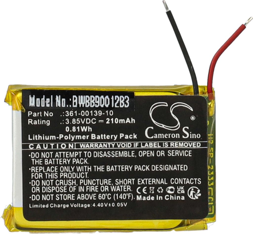 vhbw Akku kompatibel mit Garmin Venu 2 Smartwatch Uhr Fitnessarmband (210 mAh, 3,85 V, Li-Polymer)