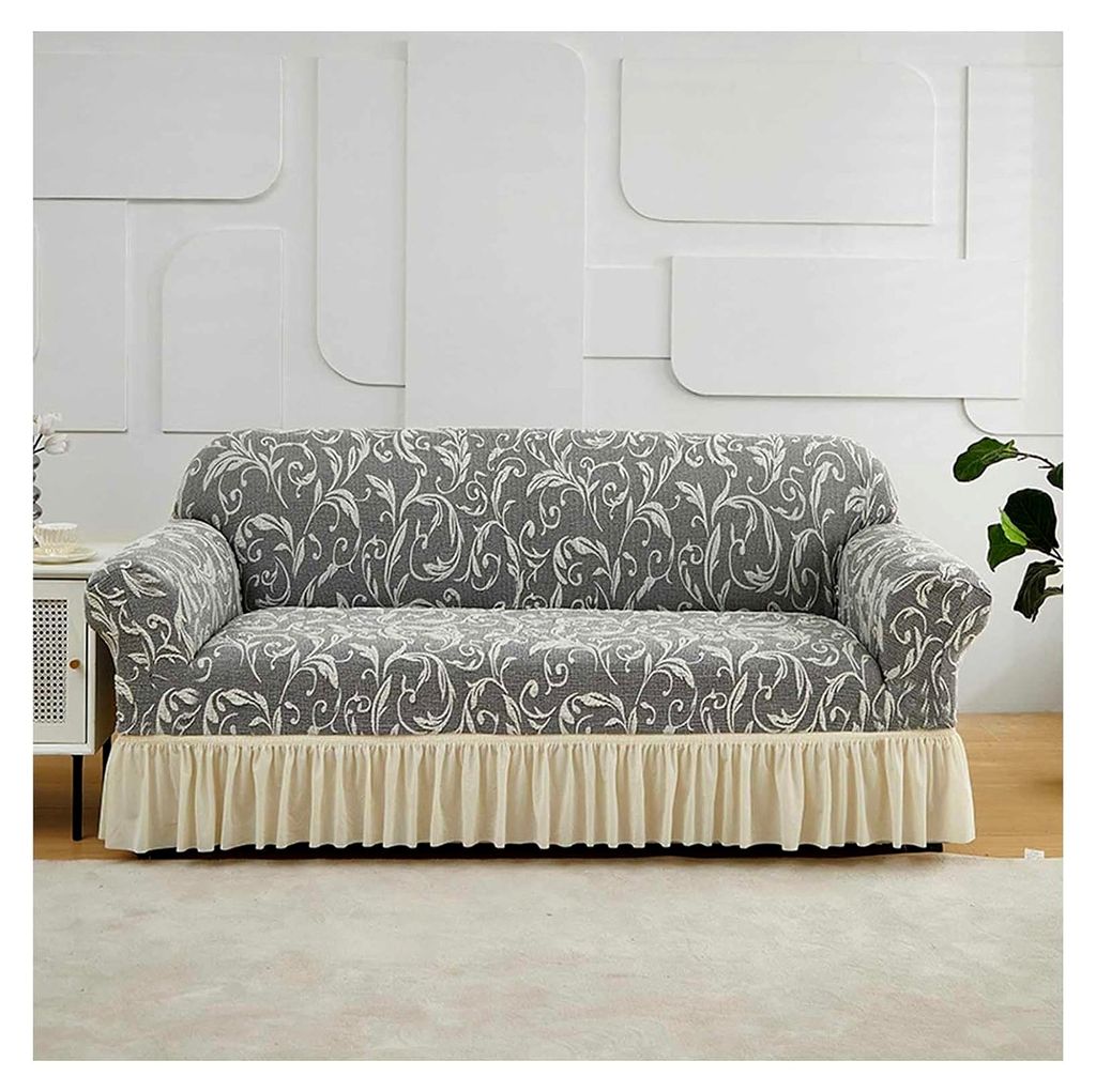 Sofabezug mit Rock, elastischer und rutschfester Sofabezug, universeller Sessel-Sofabezug, Couchbezug, waschbarer Möbelschutz (Chrome, 90-140 cm)