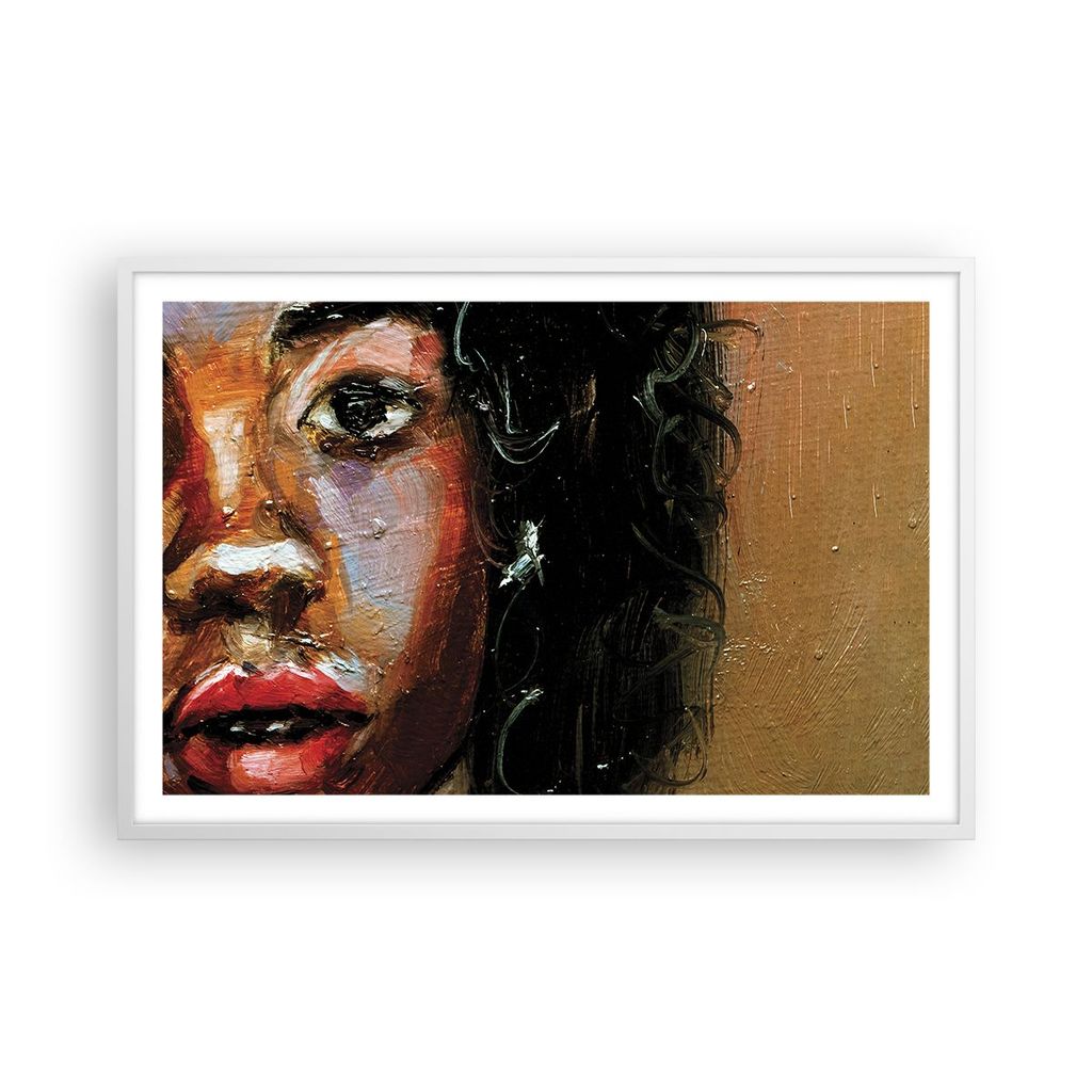 Gerahmtes Poster - Weißer Rahmen - Pastos Porträt afrikanisch - 91,5x61 cm - Wand Bild - Wanddeko - Wandbilder - Kunstposter - Wandposter - Bilde...