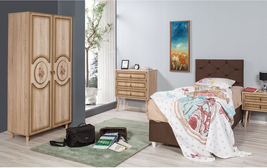 Skye Decor, Stil - 420, Kleiderschrank, Sonoma-Eiche, 100 % MELAMINBESCHICHTETE SPANPLATTEN, 90 x 52 x 192 cm