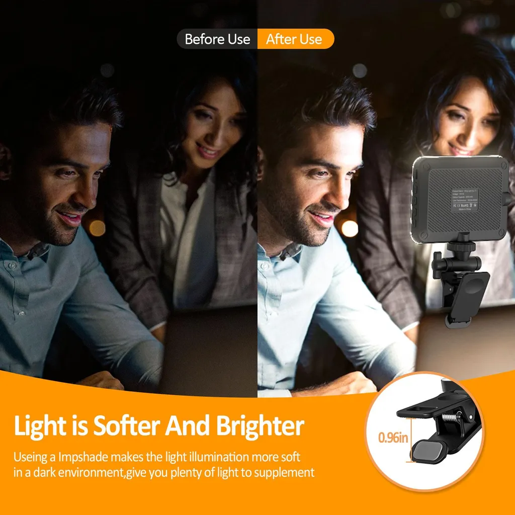 Lampe LED pour Vlog et Visioconférence Batterie 2000mAh Orientable - 5