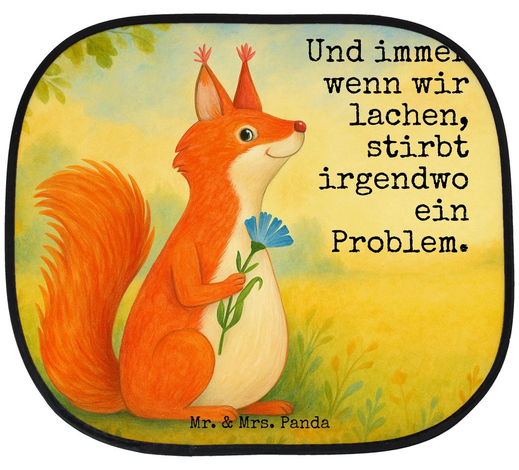 Mr. & Mrs. Panda Auto Sonnenblende Eichhörnchen Blume Design - Weiß - Geschenk, Seitlicher Sonnenschutz, Spaß, glücklich Spruch, Positiv, Lache...