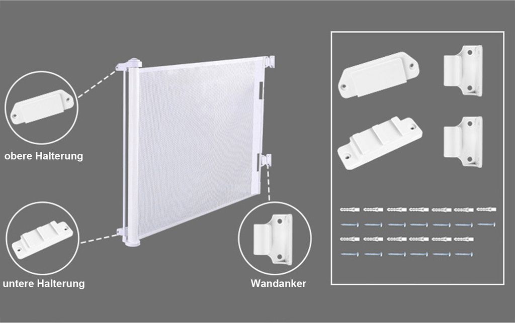 Türschutzgitter, Weiß 0-150cm Kinderschutzgitter, Produktbild 9