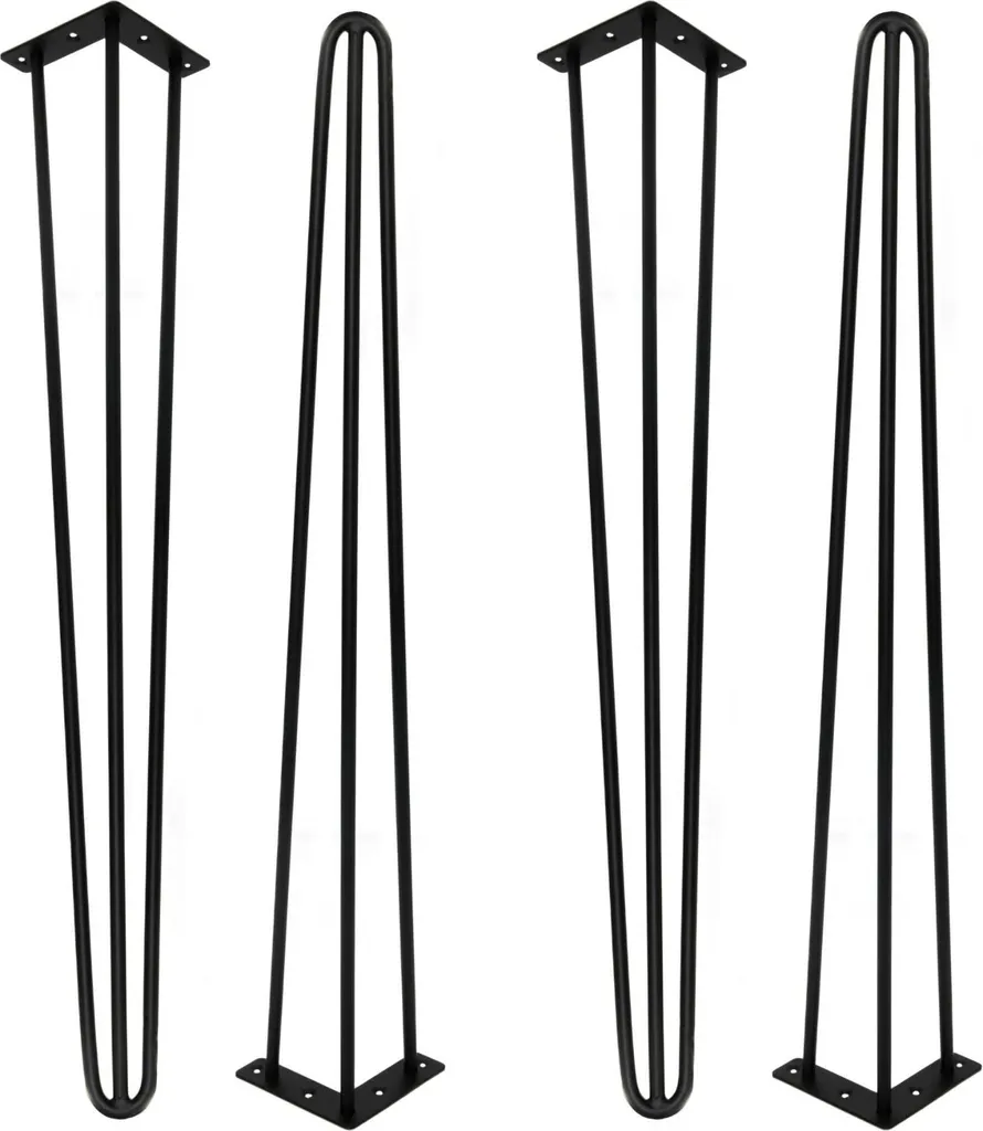 Kit de 4 pieds Hairpin en métal noir mat 71 cm pour table de style loft