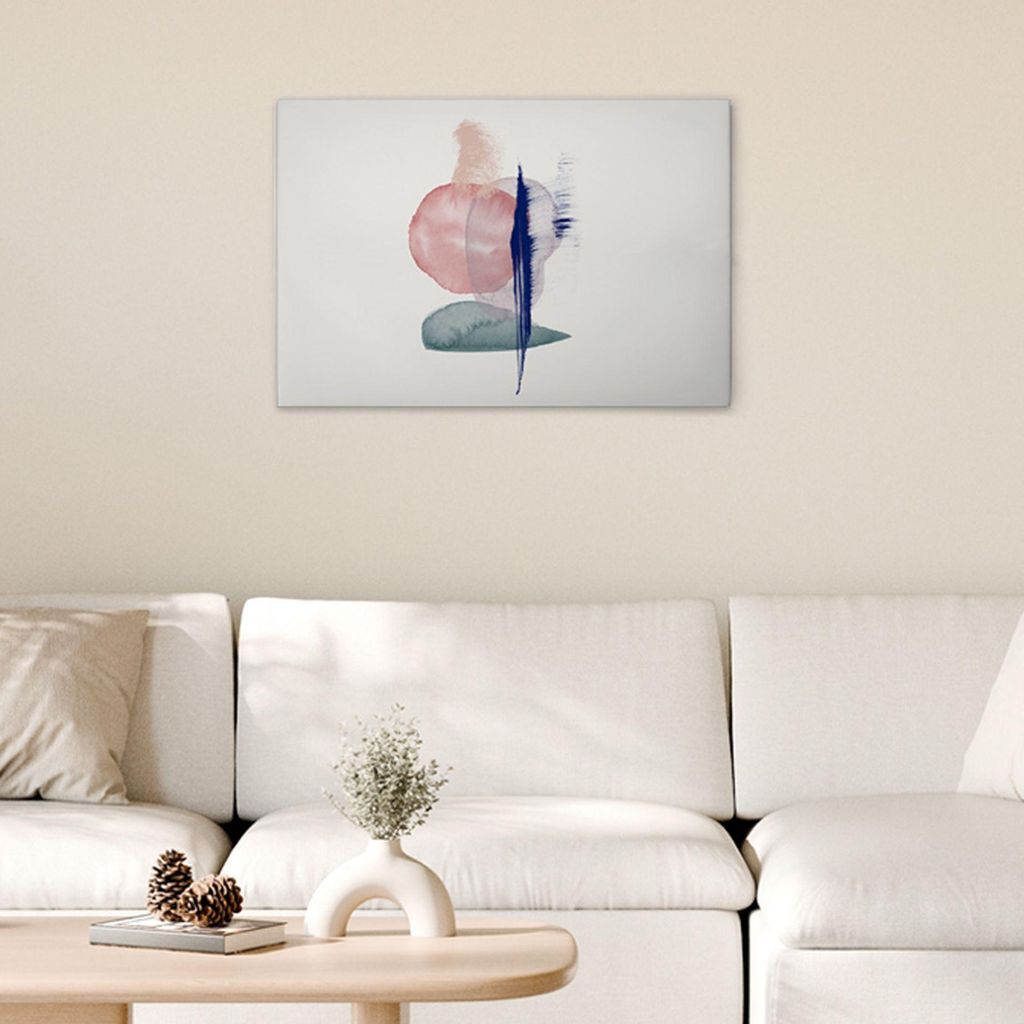 TADESSI Leinwandbild Abstrakte Formen - Wandbild 75 x 50 cm - Kunstdruck auf Leinwand in Bunt Weiß - M1-No.51188