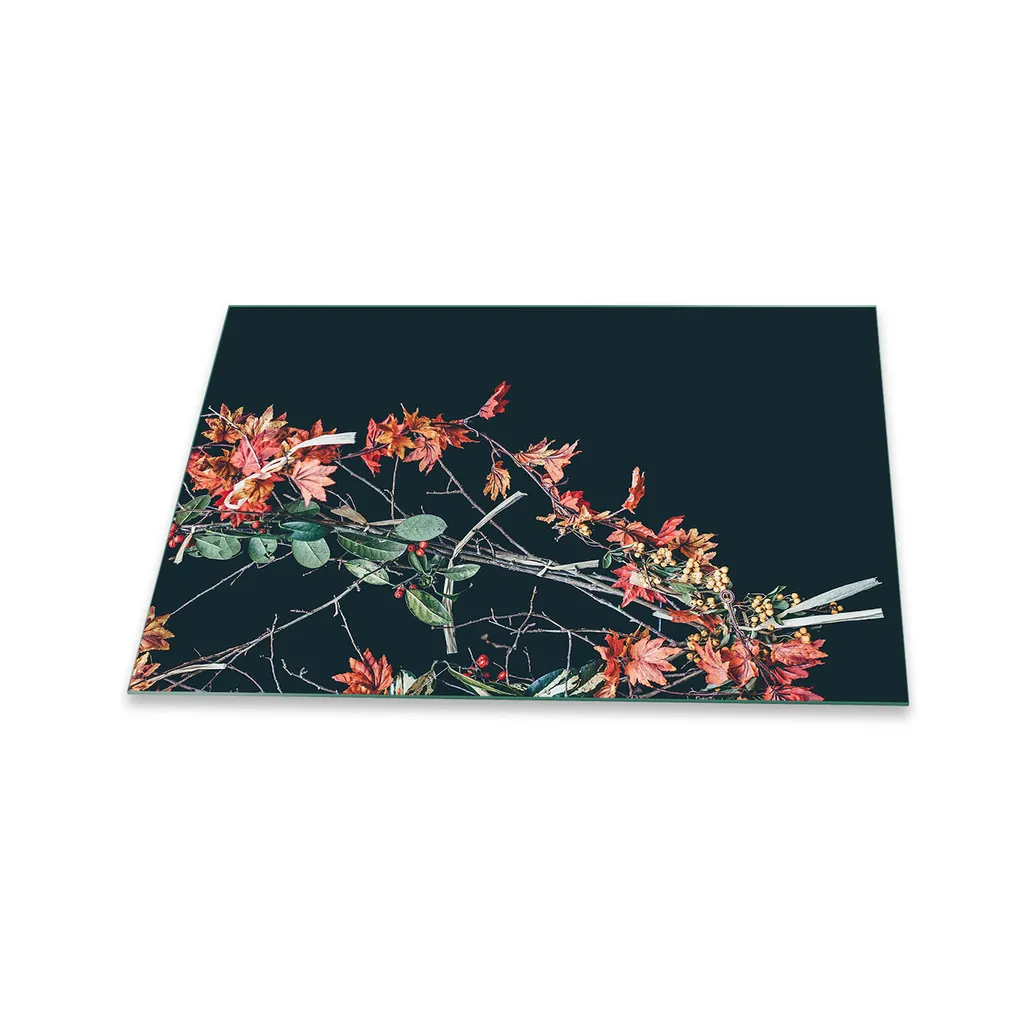 Copertura Vetro Piano Cottura 80x52 - Decoro Floreale Rosso Passione