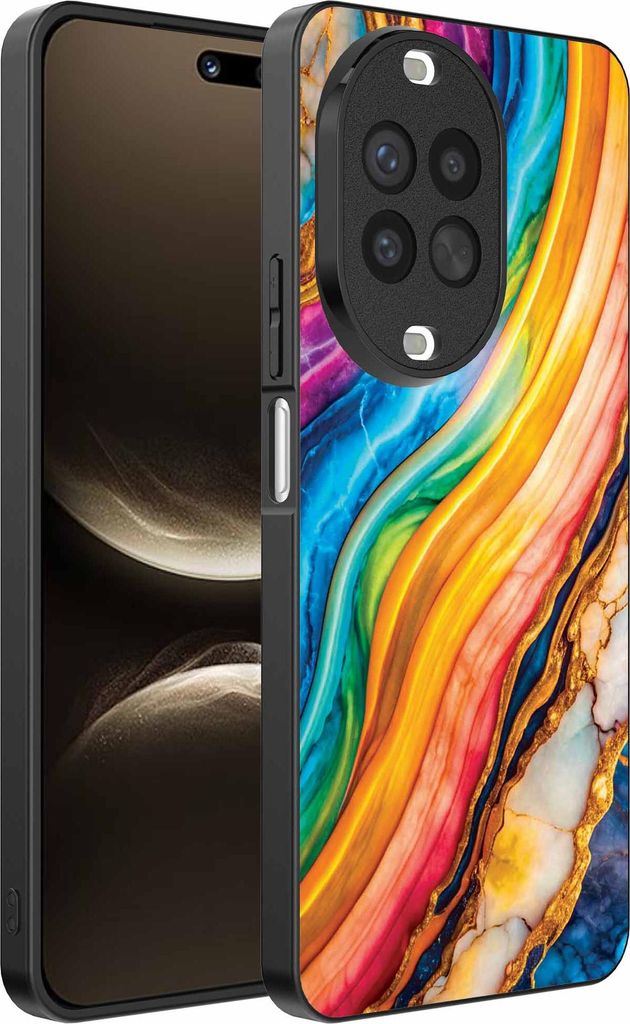 Geeignet für Huawei Nova 14 Ultra Telefon Fall mit Regenbogen Gold Marmor Print - TPU Backcover Fall Regenbogen Gold Marmor Design - Smartphonica