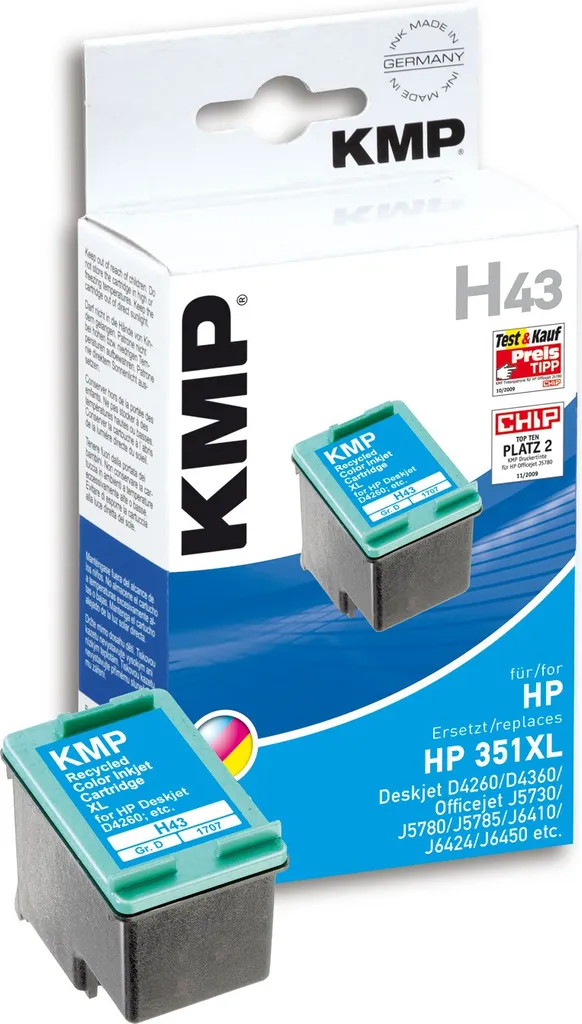Encre Couleur Haute Capacité KMP pour Imprimante HP 351 XL Série CB338EE