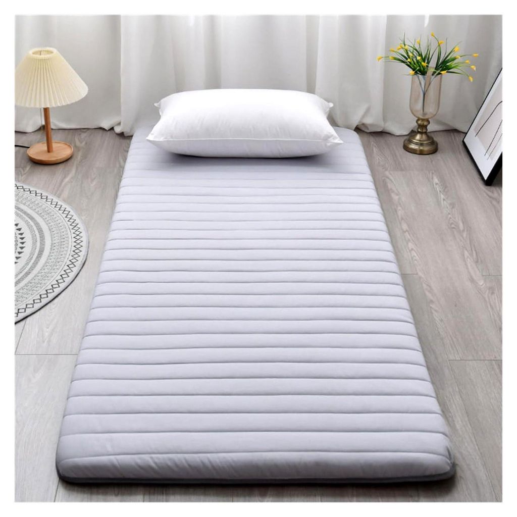 Faltbare Futon-Matratze, 5 cm dick, grau, Einzelboden-Matratze für Zuhause, Camping, Schlafsaal, Bodenliege, Kissen, Bettunterlage