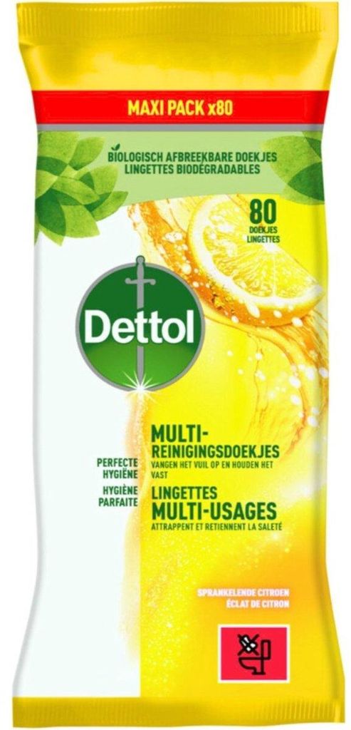 2er-Pack Multi Reinigungstücher Dettol Citrus 80 Stück | Packung mit 80 Stück