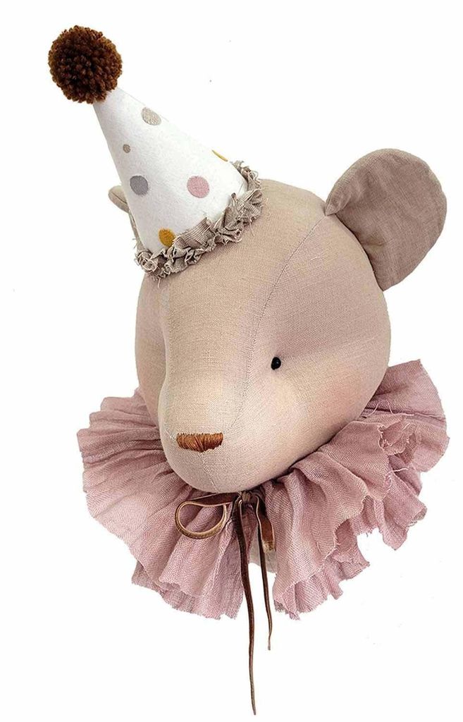 Wandtrophäe Bär Alexia aus Leinen - 45 x 30 cm - Beige | by SEVIRA KIDS