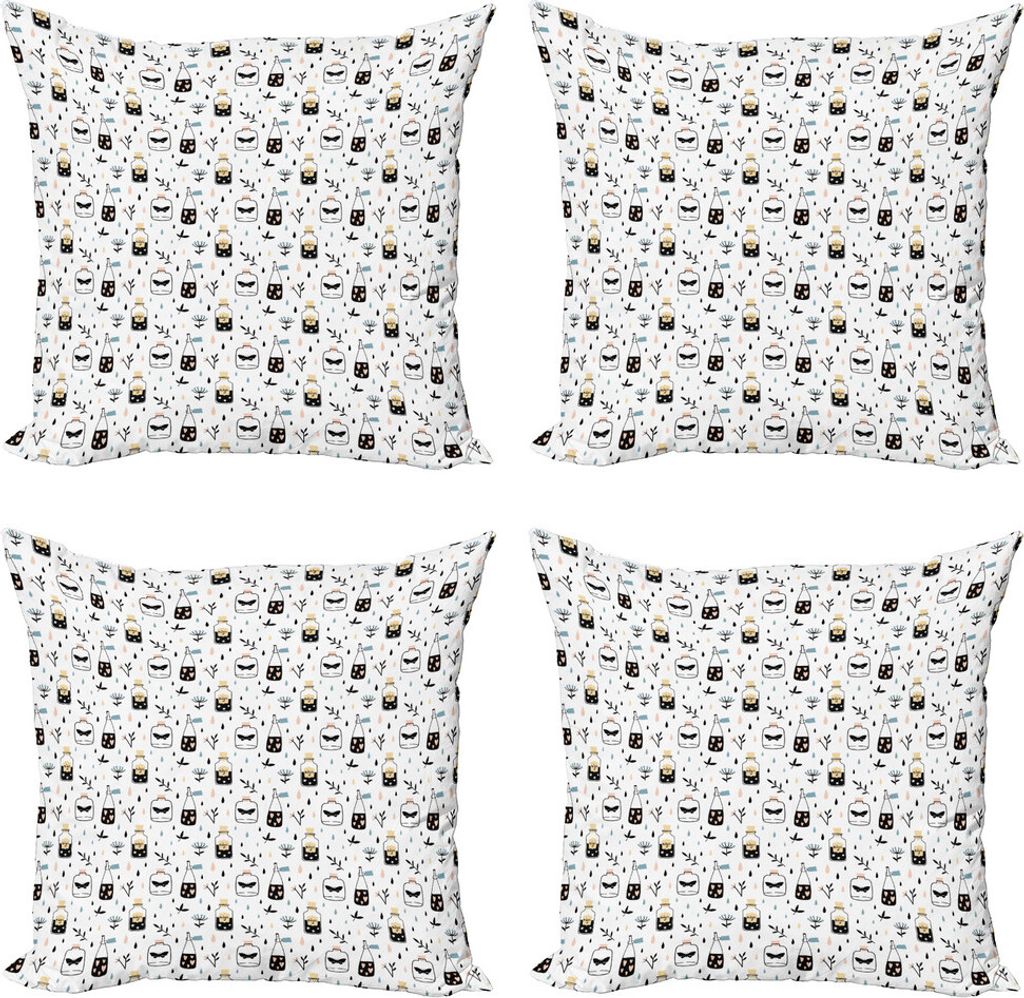 ABAKUHAUS Alchimie Kissenbezug Set (4 Stück), Hexerei magische Flaschen, Moderner Doppelseitiger Digitaldruck, 50 cm x 50 cm, Sea Green Multicolor