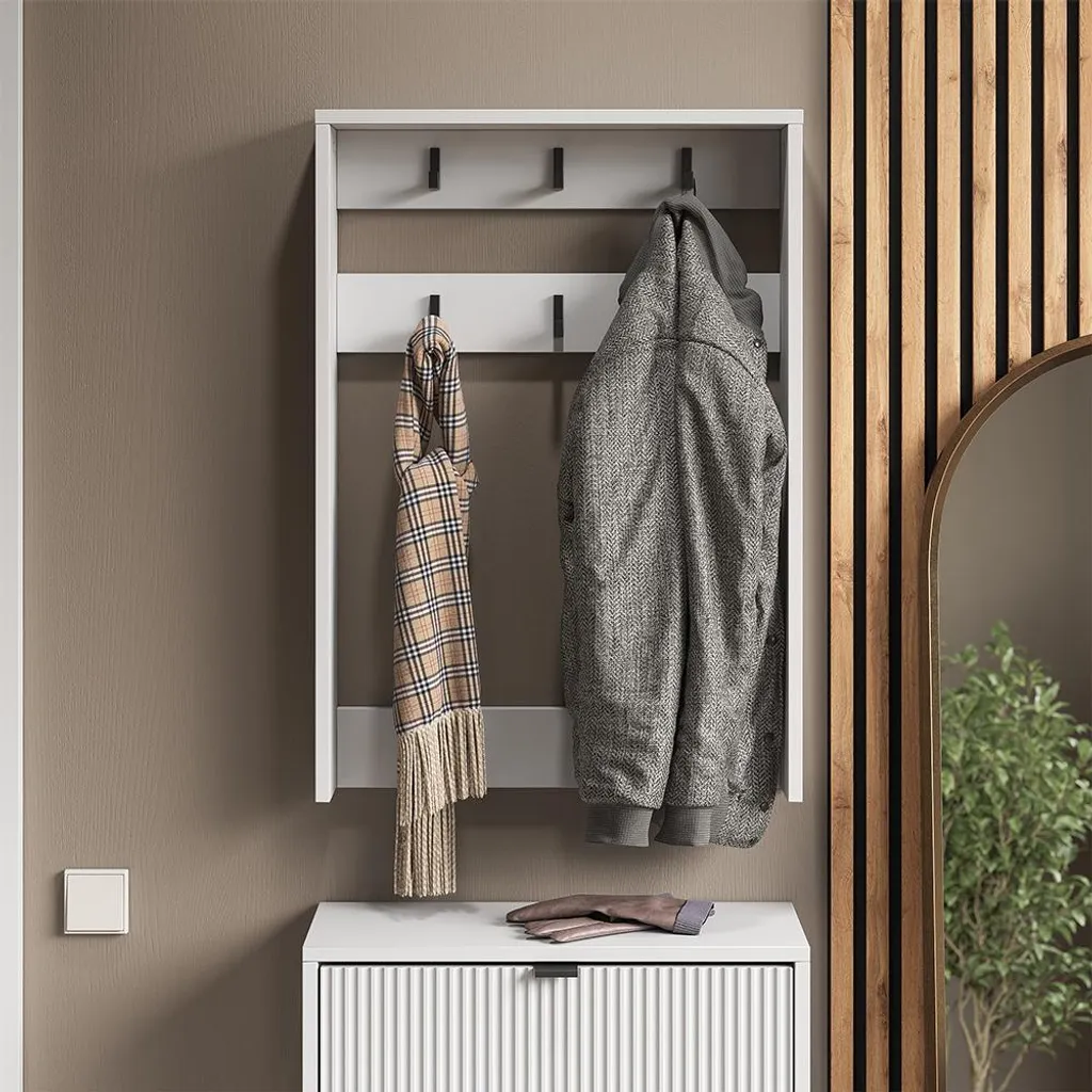 Panneau vestiaire mural Vicco Eliza Blanc 60x85cm idéal petite entrée