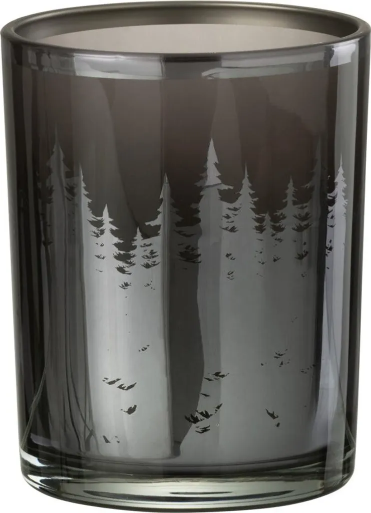 Bougeoir d'Ambiance J-Line Arbres Noir Argent pour Bougie Chauffe-Plat