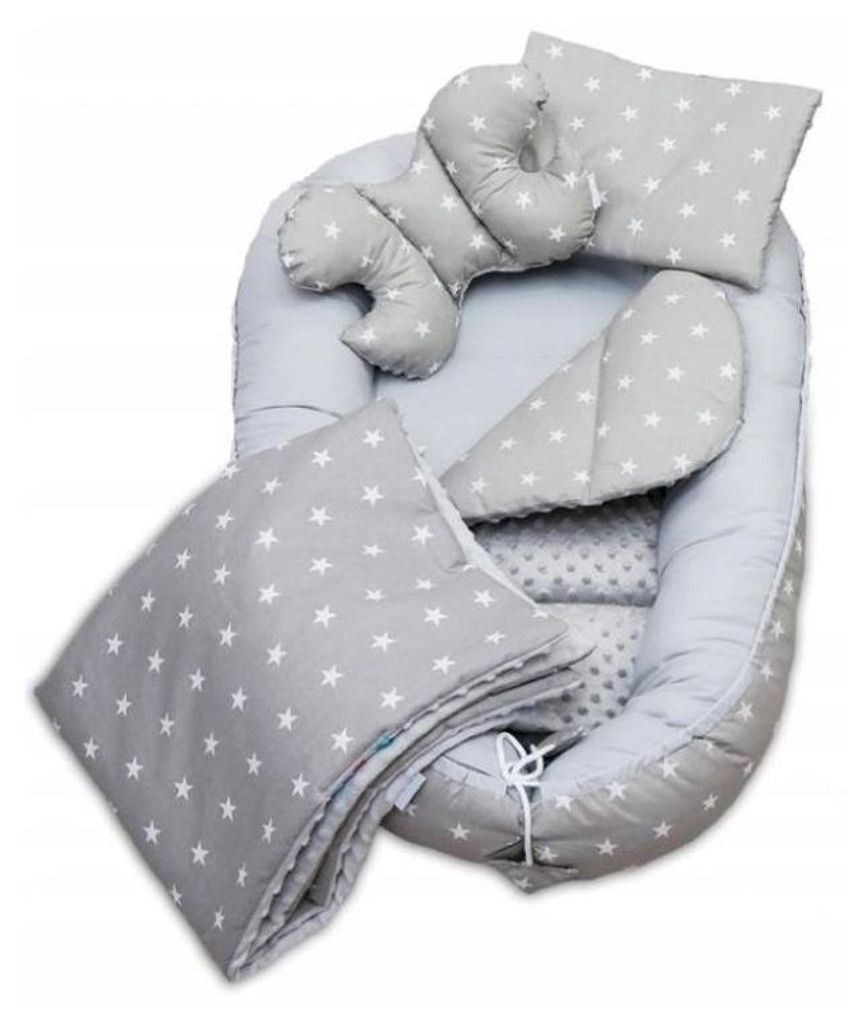 EliNeli Reisebett 7 Teile Baby-Kokonbett in Grau mit Canvas Produktbild 