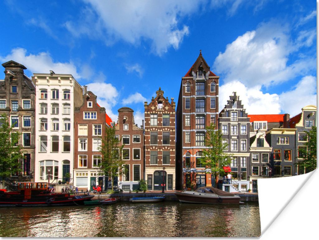 MuchoWow Poster Amsterdam - Sommer - Boot 80x60 cm - Kunst für zu Hause