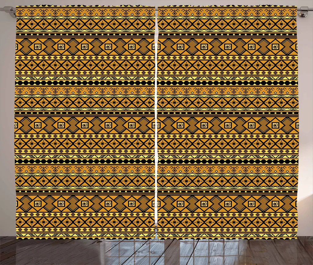 Offerta Tenda ABAKUHAUS 280x175 cm Rustica Folk - Giallo Ambra/Nero