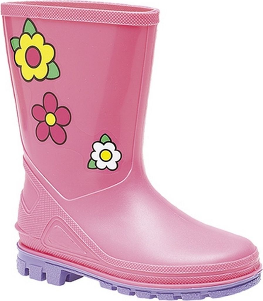 StormWells Puddle Floral Mädchen Gummistiefel DF986 (27 EU) (Pink/Lila)