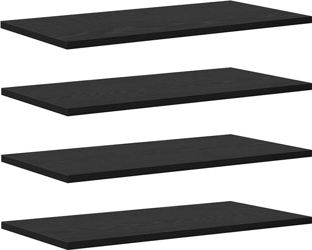 vidaXL Police 4 ks Čierna 60 x 30 x 1,5 cm Drevený kompozit Obrázok produktu 